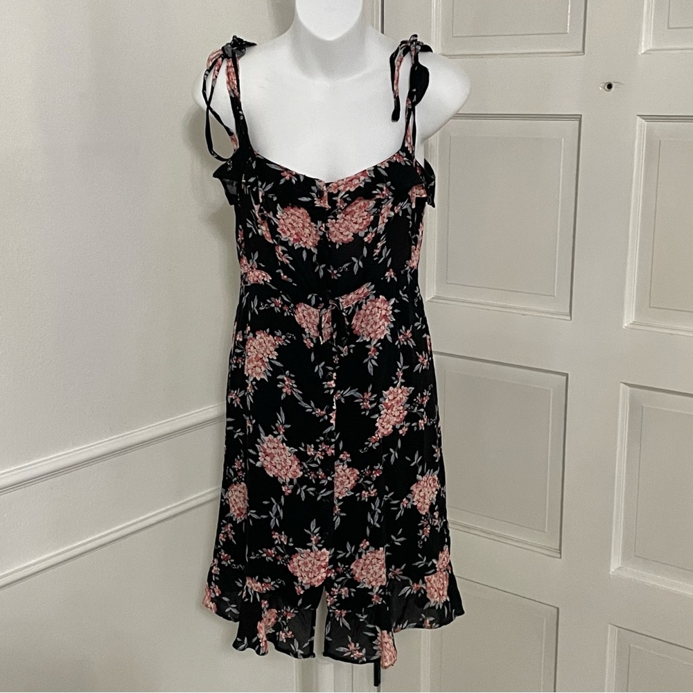 NEW Skylar + Madison Black Floral Mini Dress “The Alison” Full Button Up